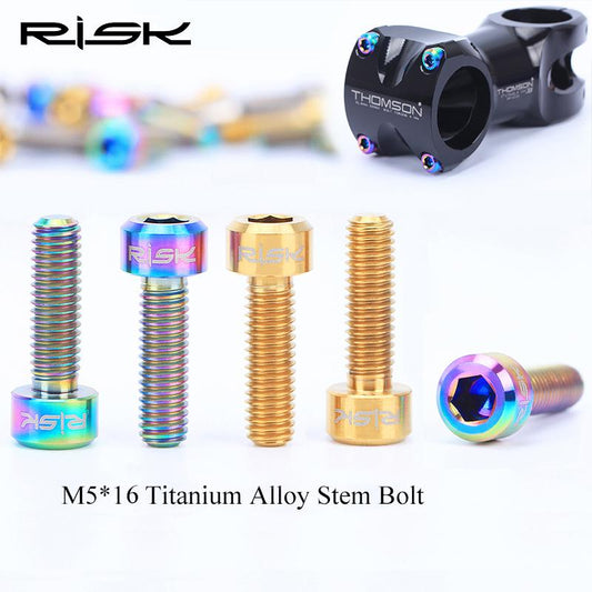 RISI 6PCS M5*16mm Titanium Stem Bolts MTB Bicycle Screws Fixed Bolts Bike Parts 3 Colors
