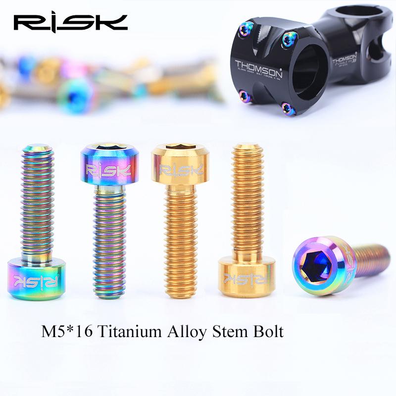 RISI 6PCS M5*16mm Titanium Stem Bolts MTB Bicycle  Screws Fixed Bolts Bike Parts 3 Colors
