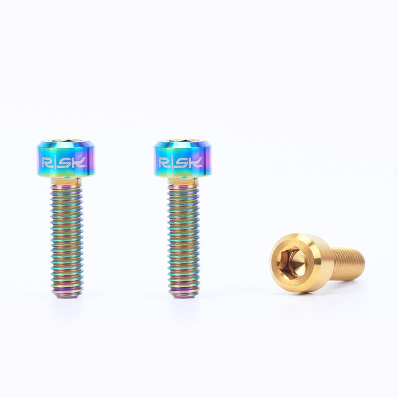 RISI 6PCS M5*16mm Titanium Stem Bolts MTB Bicycle  Screws Fixed Bolts Bike Parts 3 Colors
