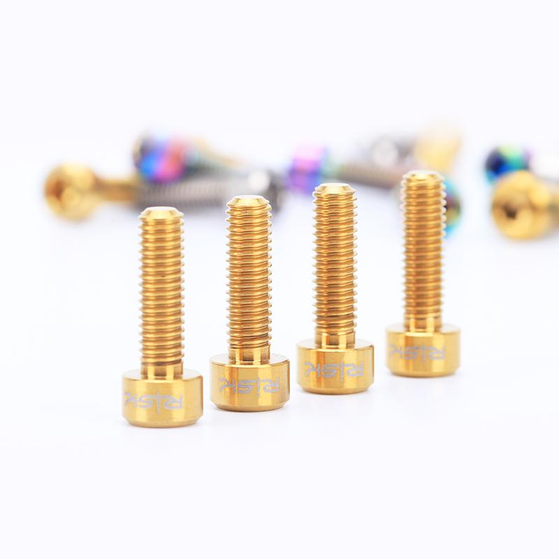 RISI 6PCS M5*16mm Titanium Stem Bolts MTB Bicycle  Screws Fixed Bolts Bike Parts 3 Colors